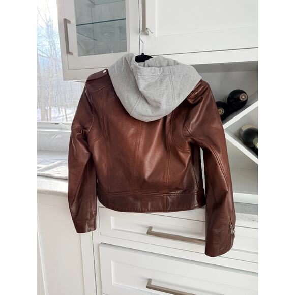 LAMARQUE HOLY Leather Biker Jacket with Removable Hood - Picture 9 of 13